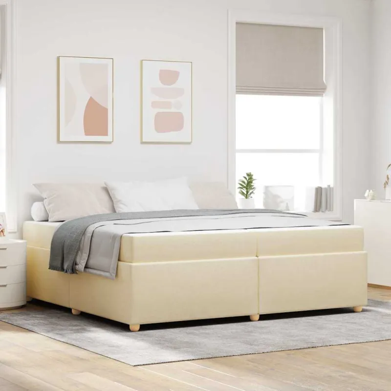 Lovos rėmas su čiužiniu Kreminė 200 x 200 cm audinys