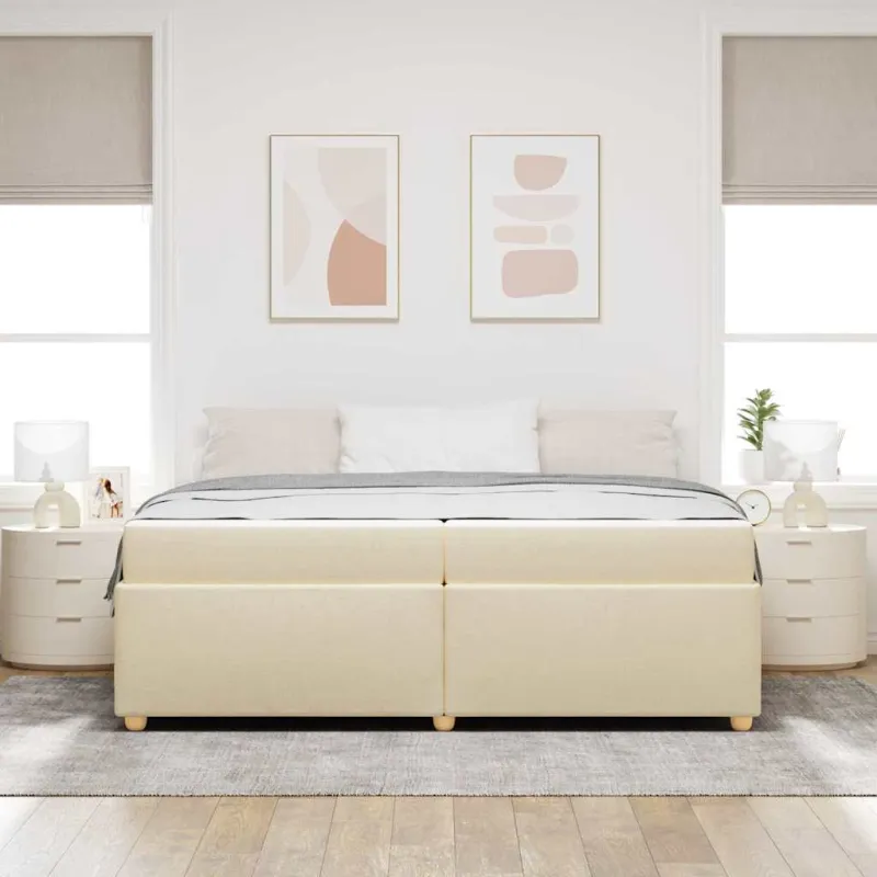 Lovos rėmas su čiužiniu Kreminė 200 x 200 cm audinys