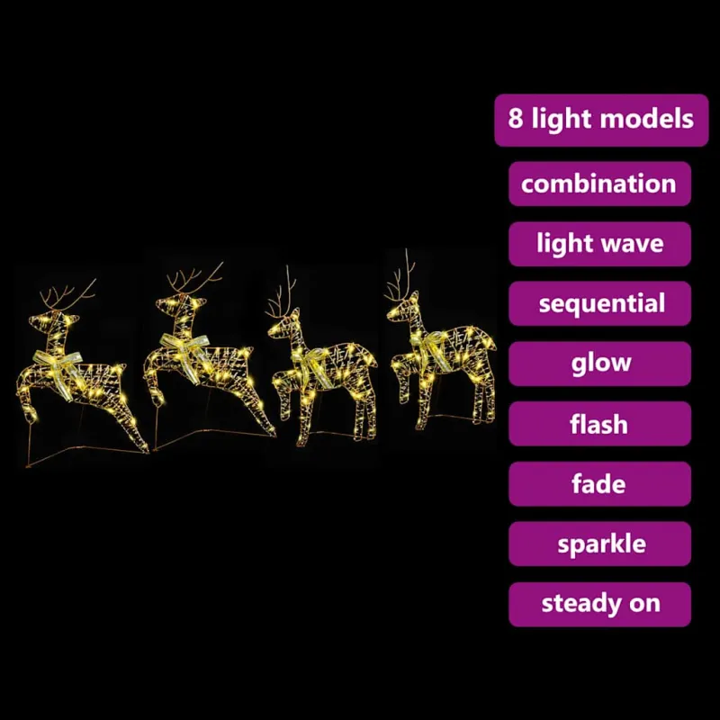 LED elniai su 80 LED 4 pcs Auksinė PET