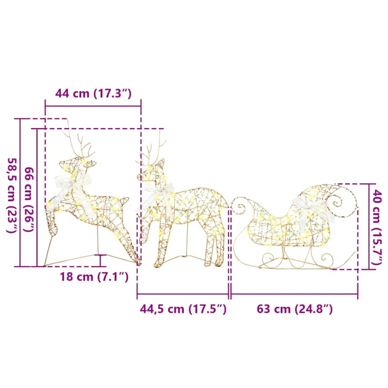 LED elniai su 40 LED 5 pcs Auksinė PET