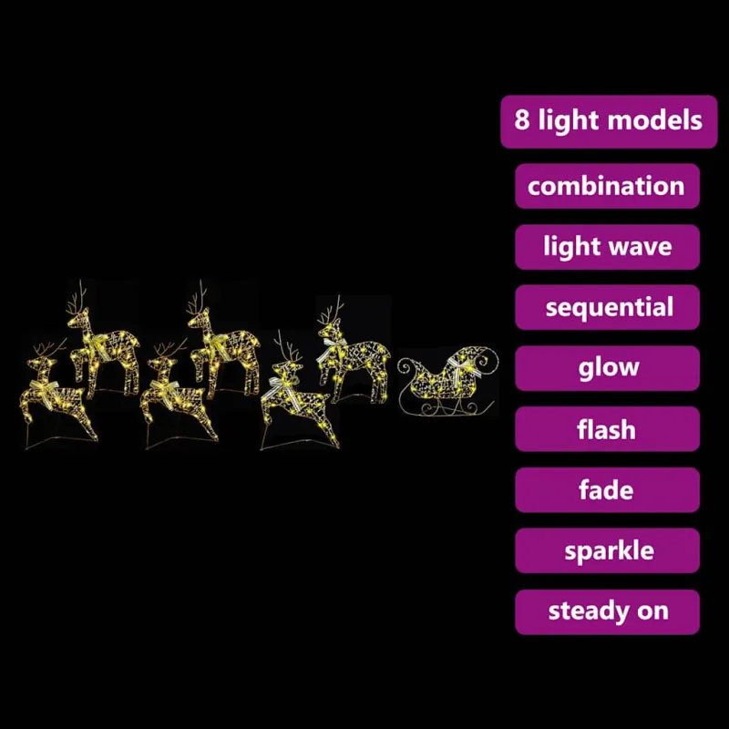 LED elniai su 40 LED 7 pcs Auksinė PET