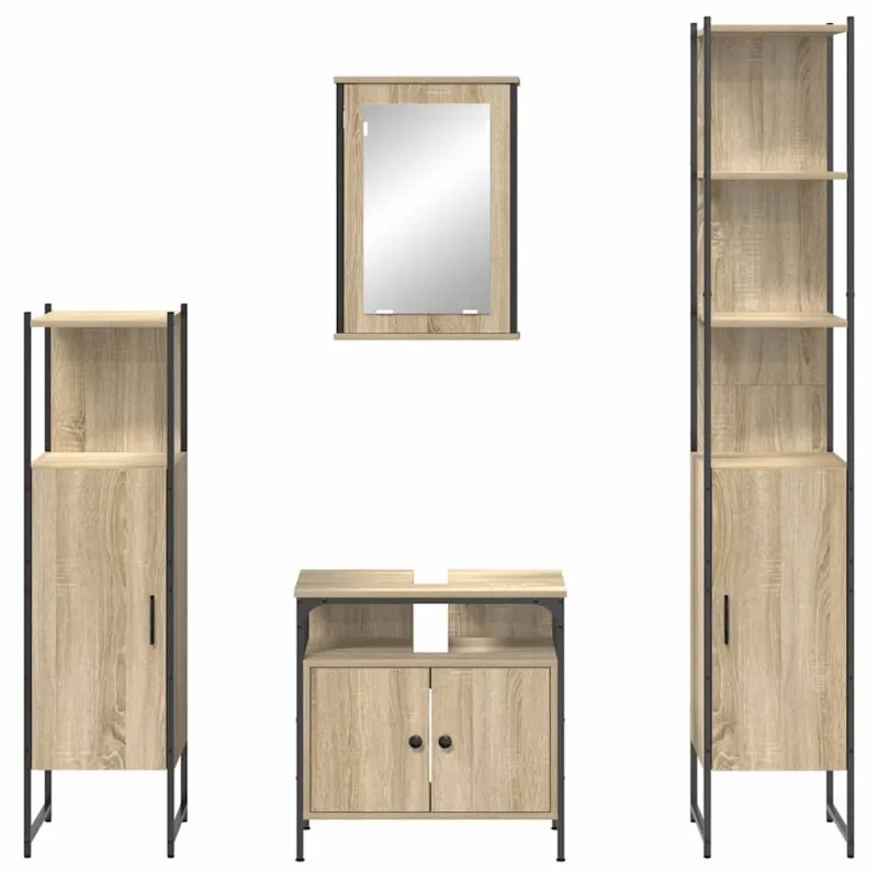 Vonios baldų rinkinys 4 pcs Sonoma ąžuolas Apdirbta mediena