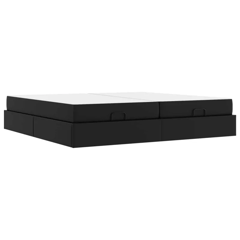 Lovos rėmas su čiužiniu su čiužiniu 2 pcs Juoda PVC