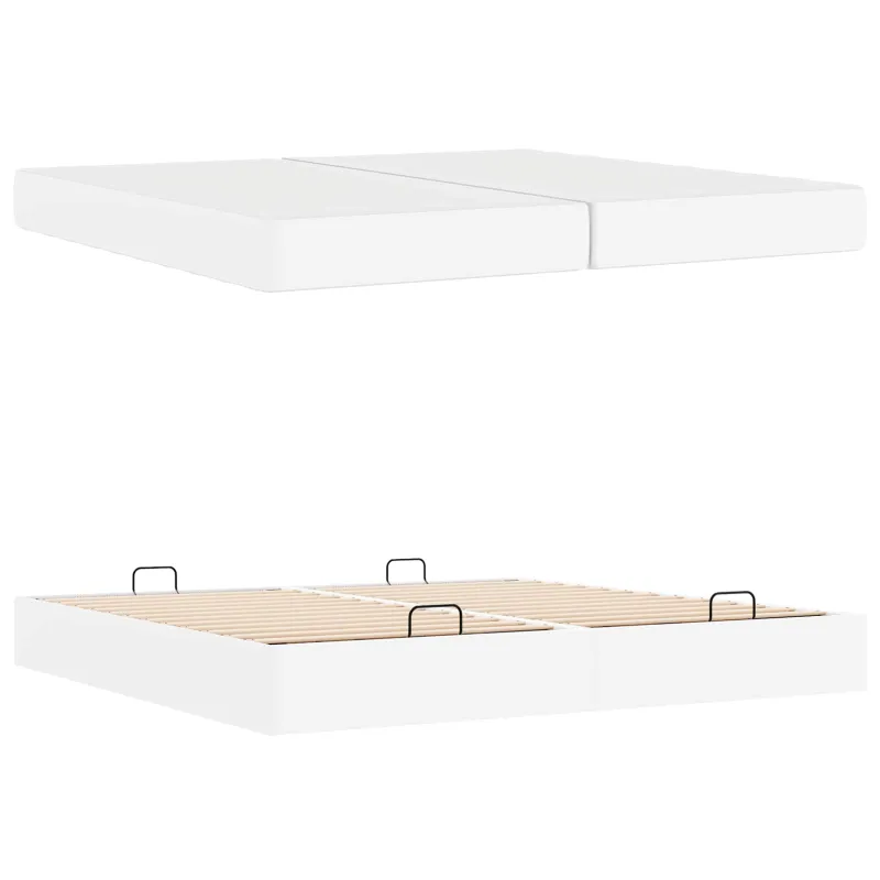 Lovos rėmas su čiužiniu su čiužiniu 2 pcs Balta PVC