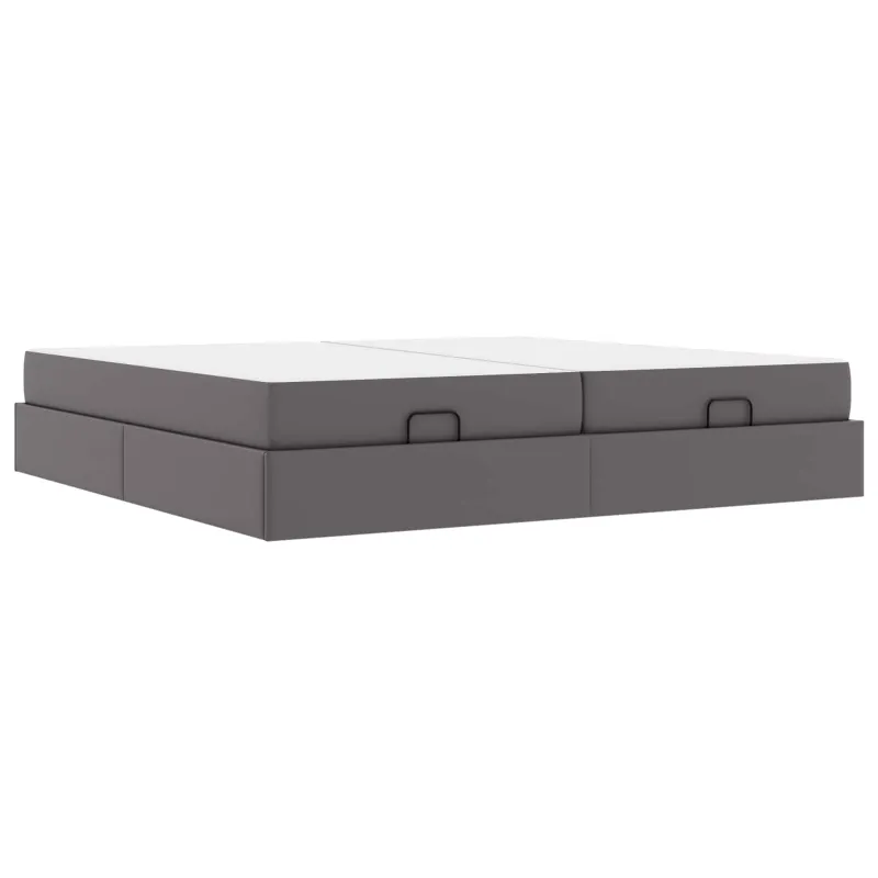 Lovos rėmas su čiužiniu su čiužiniu 2 pcs Pilka PVC