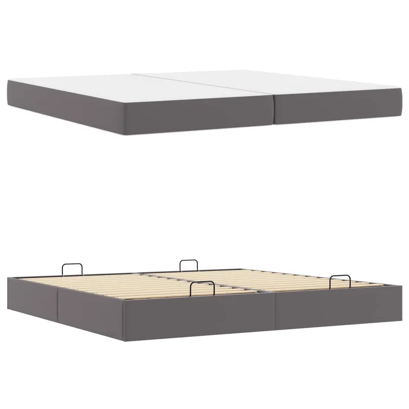 Lovos rėmas su čiužiniu su čiužiniu 2 pcs Pilka PVC