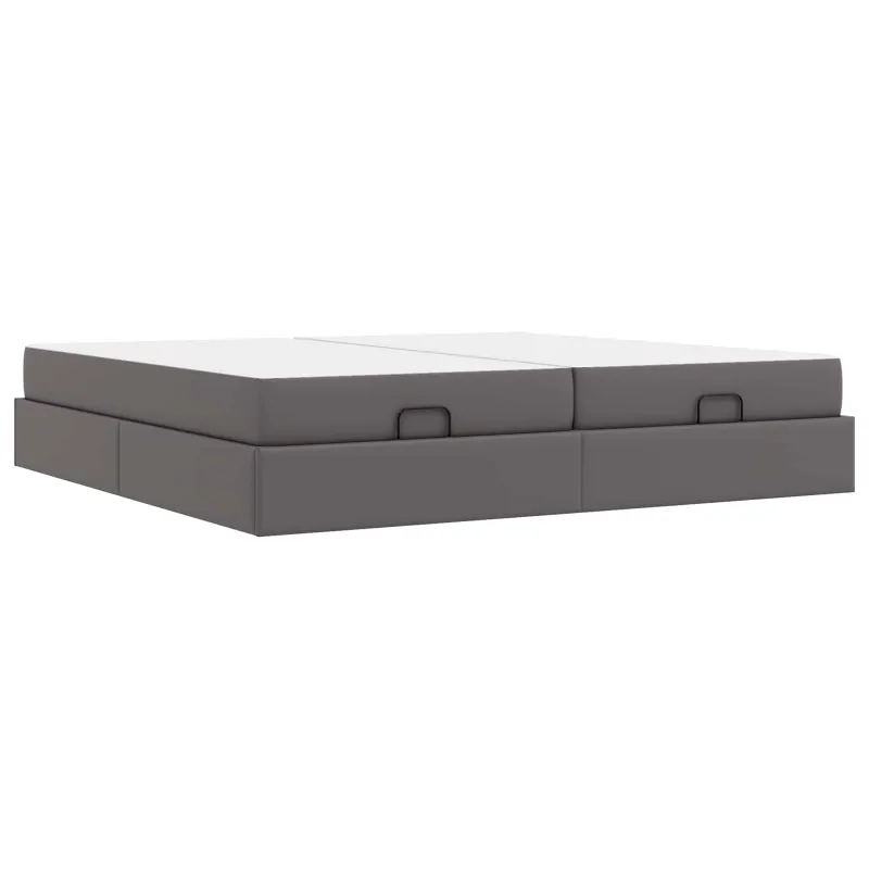Lovos rėmas su čiužiniu su čiužiniu 2 pcs Pilka PVC
