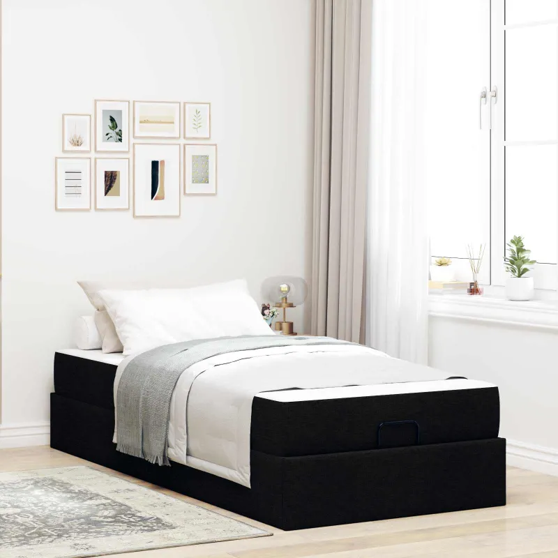 Lovos rėmas su čiužiniu 2 pcs Juoda audinys