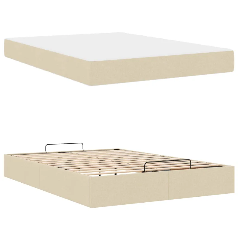 Lovos rėmas su čiužiniu 2 pcs Kreminė audinys