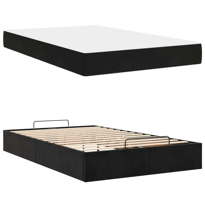 Lovos rėmas su čiužiniu 2 pcs Juoda Aksomas