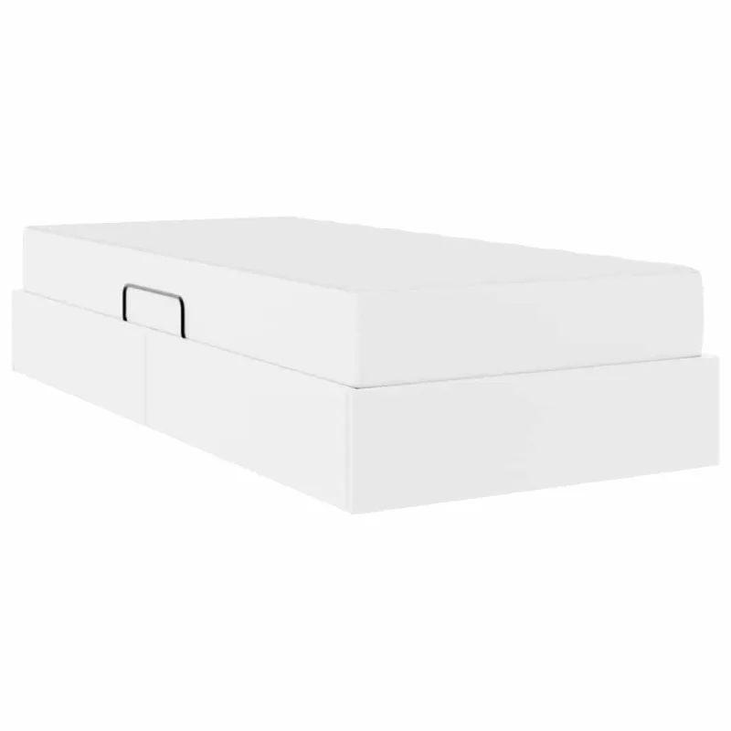 Lova su daiktų laikymo vieta ir čiužiniu 2 pcs Balta Oda