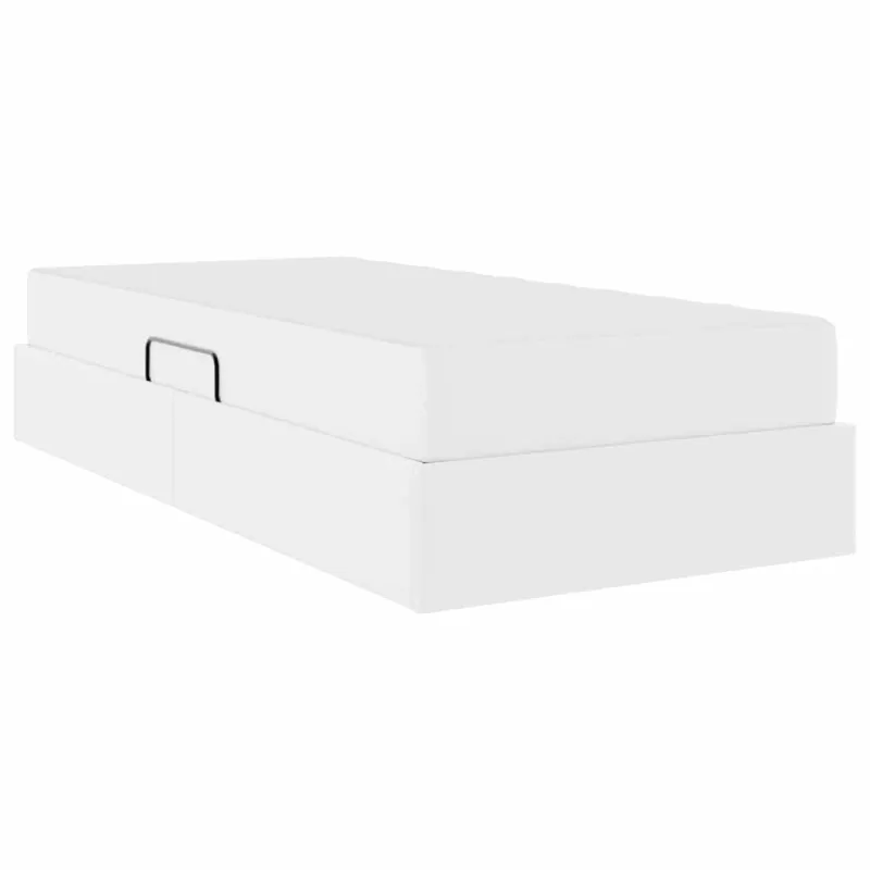 Lova su daiktų laikymo vieta ir čiužiniu 2 pcs Balta Oda