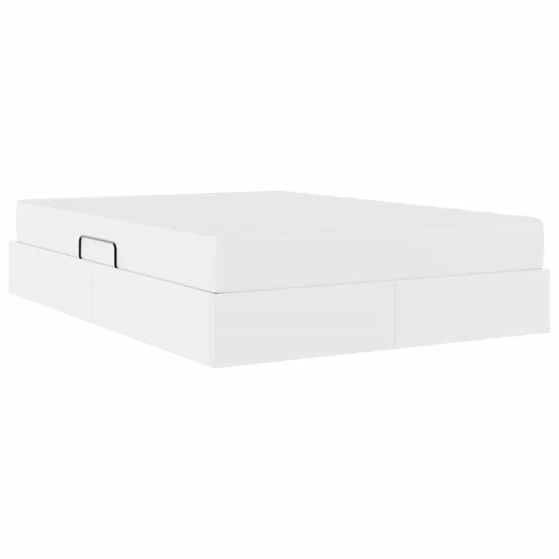 Lova su daiktų laikymo vieta ir čiužiniu 2 pcs Balta Oda