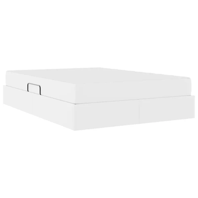 Lova su daiktų laikymo vieta ir čiužiniu 2 pcs Balta Oda