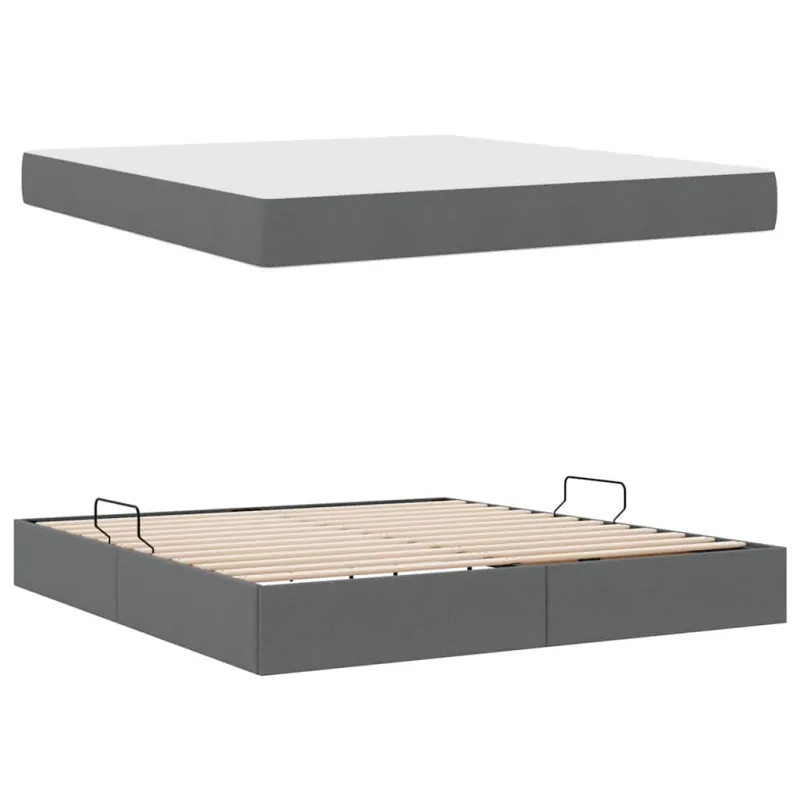Lova su daiktų laikymo vieta ir čiužiniu Tamsiai pilka