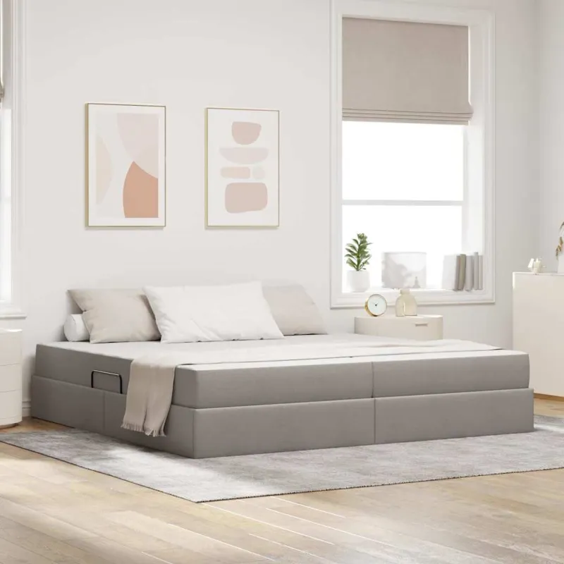 Lova su daiktų laikymo vieta ir čiužiniu Taupe 200 x 200 cm