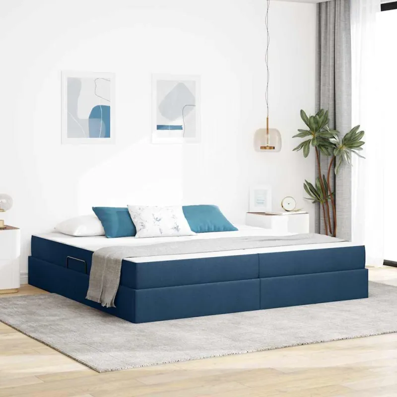 Lova su daiktų laikymo vieta ir čiužiniu Mėlyna 200 x 200 cm