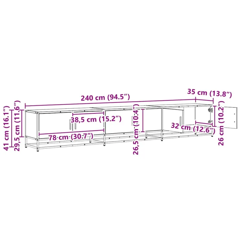 TV vienetai 2 pcs Amatininkų ąžuolas 240 x 35 x 41 cm