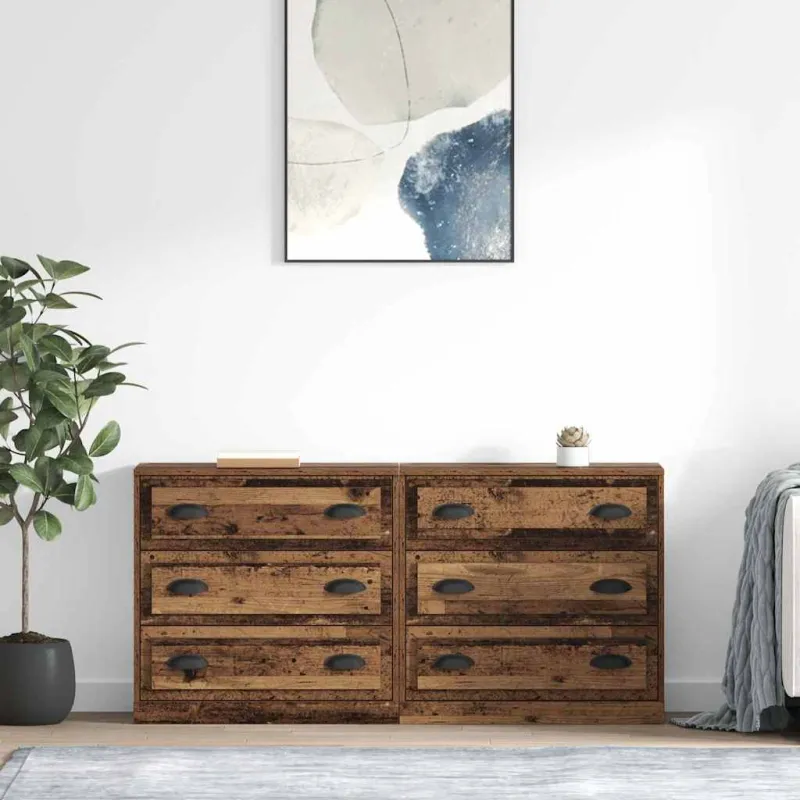 Šoninės lentynos 2 pcs Senovinis medis 70 x 35,5 x 67,5 cm