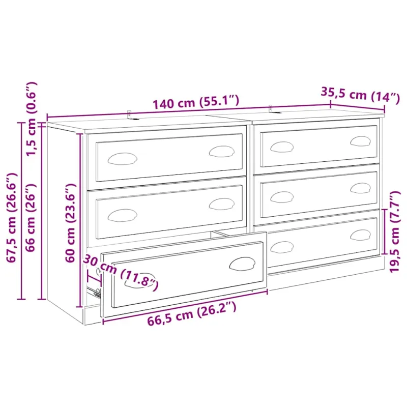 Šoninės lentynos 2 pcs Amatininkų ąžuolas 70 x 35,5 x 67,5 cm