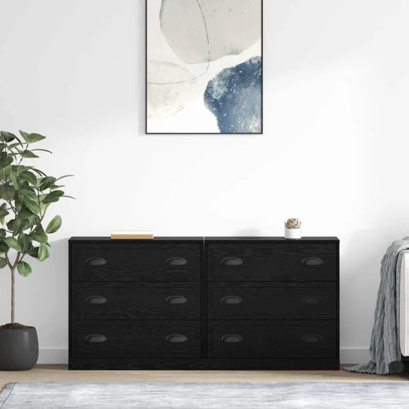 Šoninės lentynos 2 pcs Juodas ąžuolas 70 x 35,5 x 67,5 cm