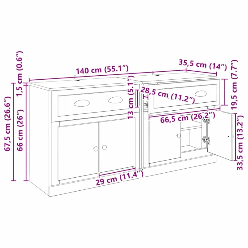 Šoninės lentynos 2 pcs Amatininkų ąžuolas 70 x 35,5 x 67,5 cm