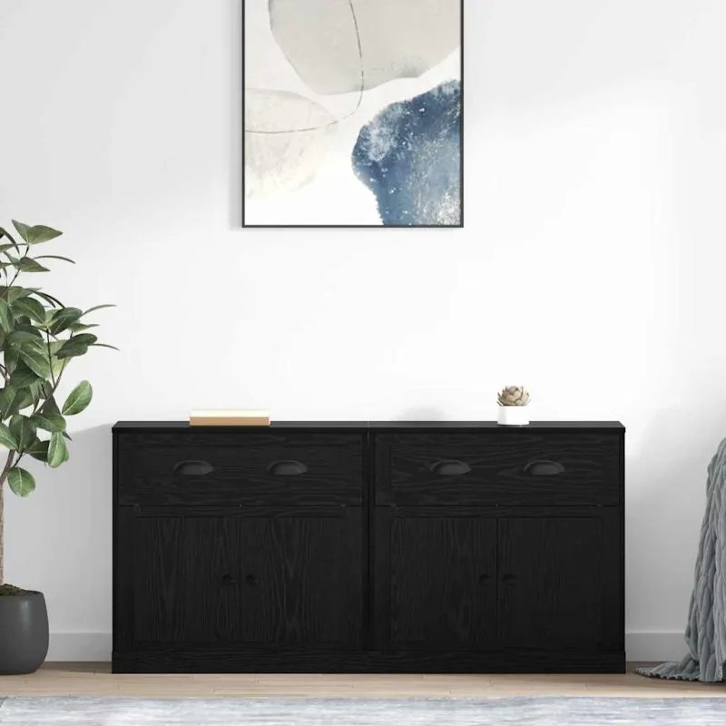 Šoninės lentynos 2 pcs Juodas ąžuolas 70 x 35,5 x 67,5 cm