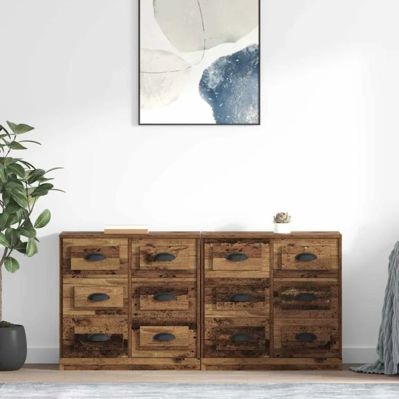 Šoninės lentynos 2 pcs Senovinis medis 70 x 35,5 x 67,5 cm