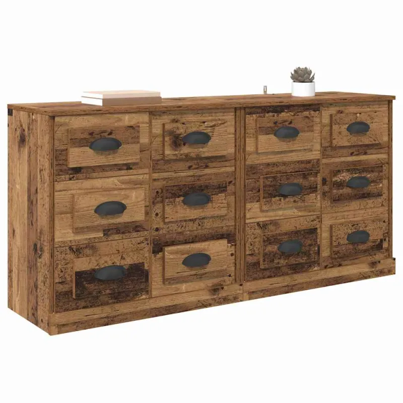 Šoninės lentynos 2 pcs Senovinis medis 70 x 35,5 x 67,5 cm