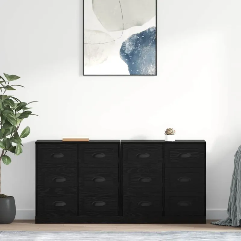 Šoninės lentynos 2 pcs Juodas ąžuolas 70 x 35,5 x 67,5 cm