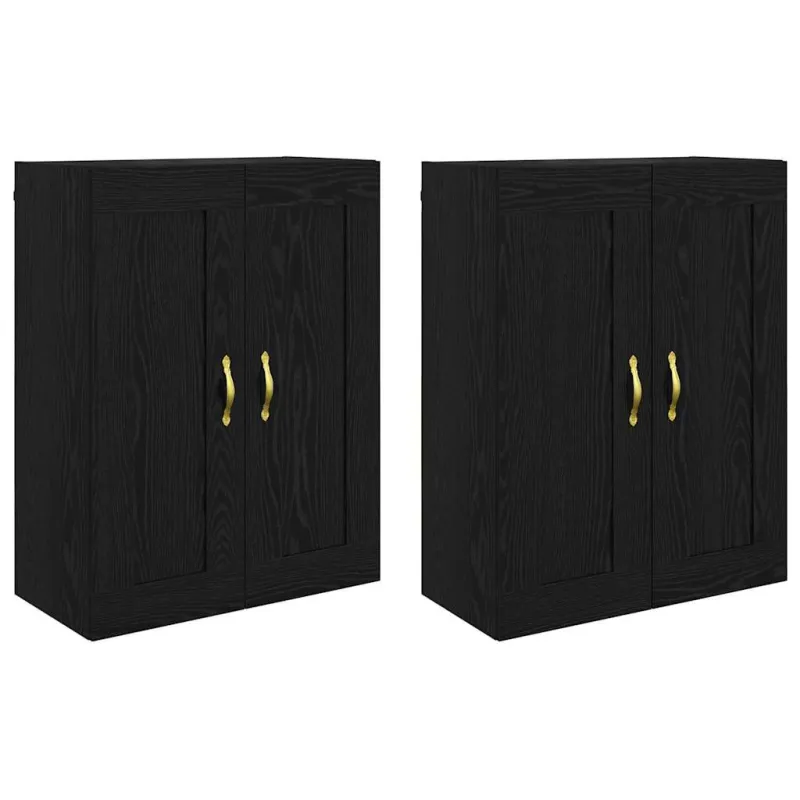 Prikabinama spinta 2 pcs Juodas ąžuolas 69,5 x 34 x 90 cm