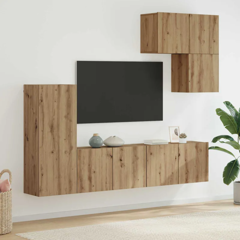 Televizoriaus sieninis modulis 5 pcs Amatininkų ąžuolas