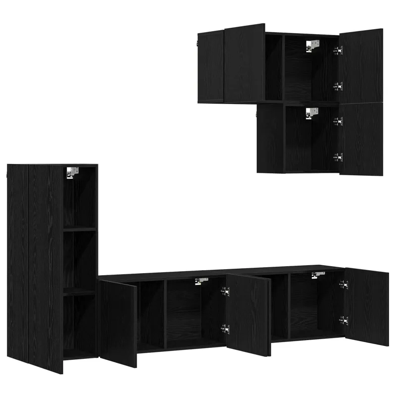 Televizoriaus sieninis modulis 5 pcs Juodas ąžuolas
