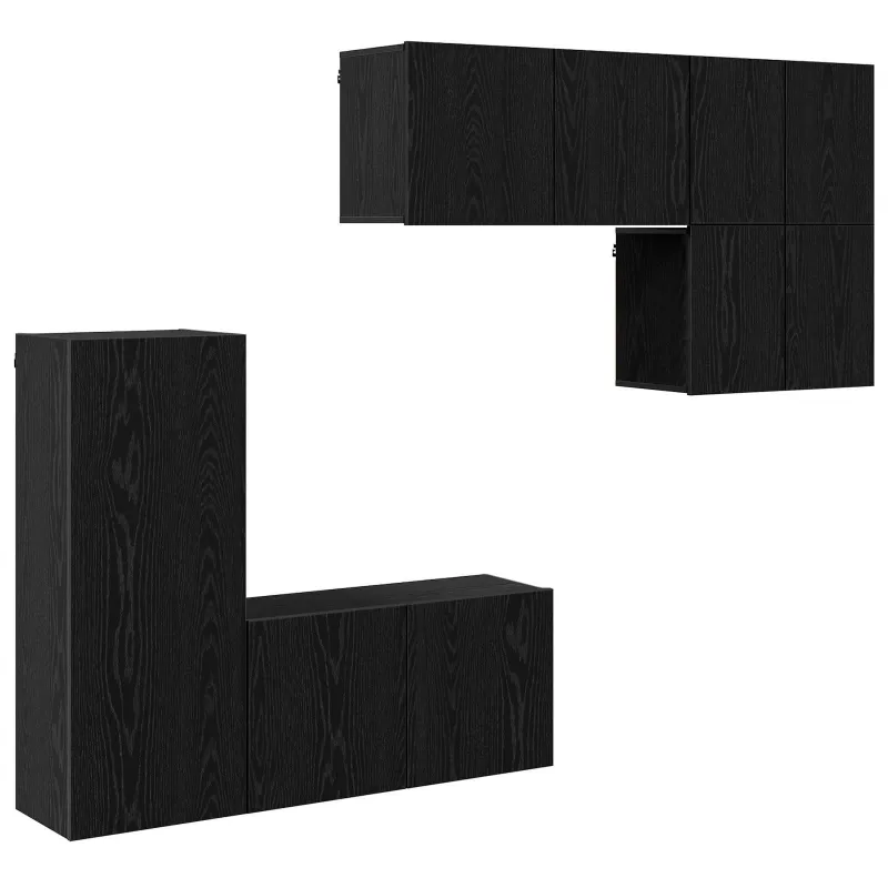 Televizoriaus sieninis modulis 5 pcs Juodas ąžuolas