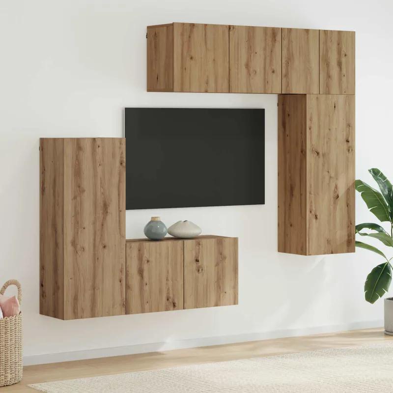 Televizoriaus sieninis modulis 5 pcs Amatininkų ąžuolas