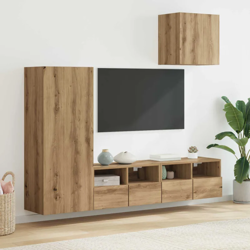 TV sieniniai vienetai 4 pcs Amatininkų ąžuolas Apdirbta mediena