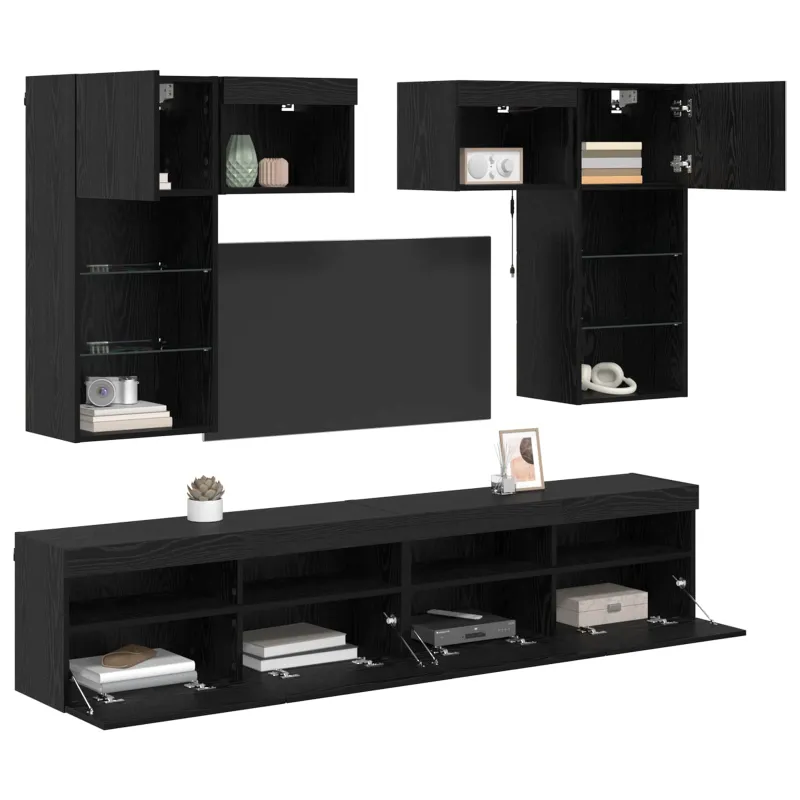 TV sieniniai vienetai 6 pcs 100 x 30 x 40 cm Amatininkų ąžuolas