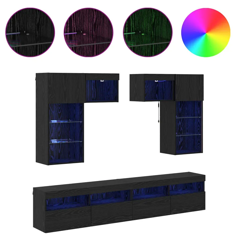 TV sieniniai vienetai 6 pcs 100 x 30 x 40 cm Amatininkų ąžuolas