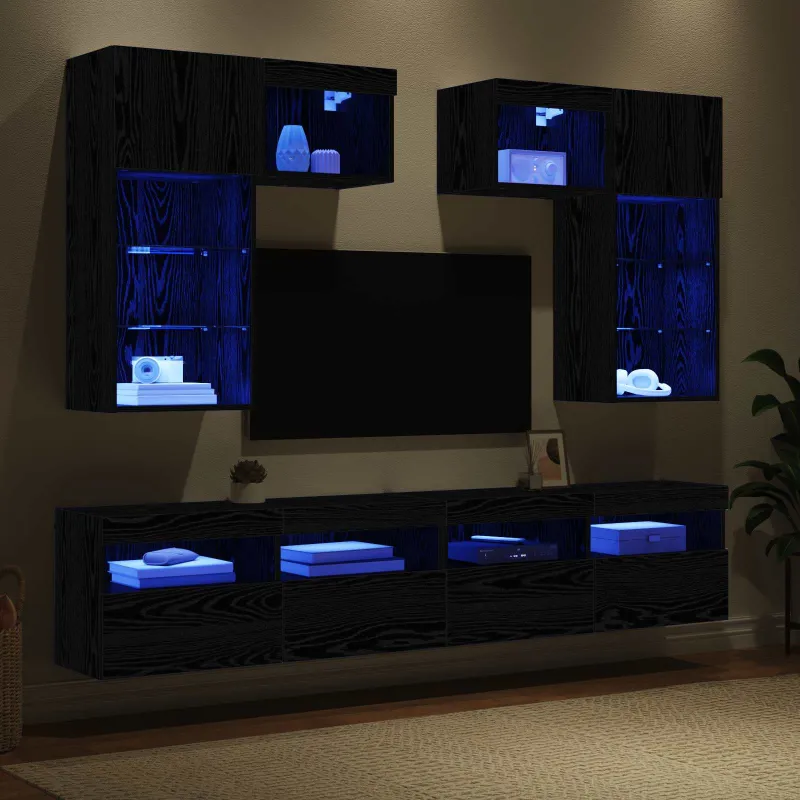 TV sieniniai vienetai 6 pcs 100 x 30 x 40 cm Amatininkų ąžuolas