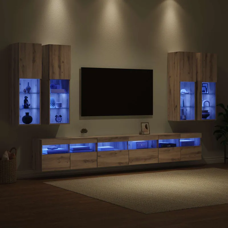 TV sieninio kabineto komplektas 7 pcs Amatininkų ąžuolas