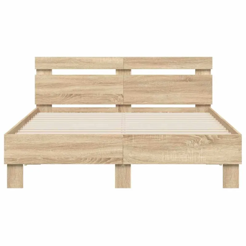Lovos rėmas su LED Sonoma 137 x 190 cm Apdirbta mediena