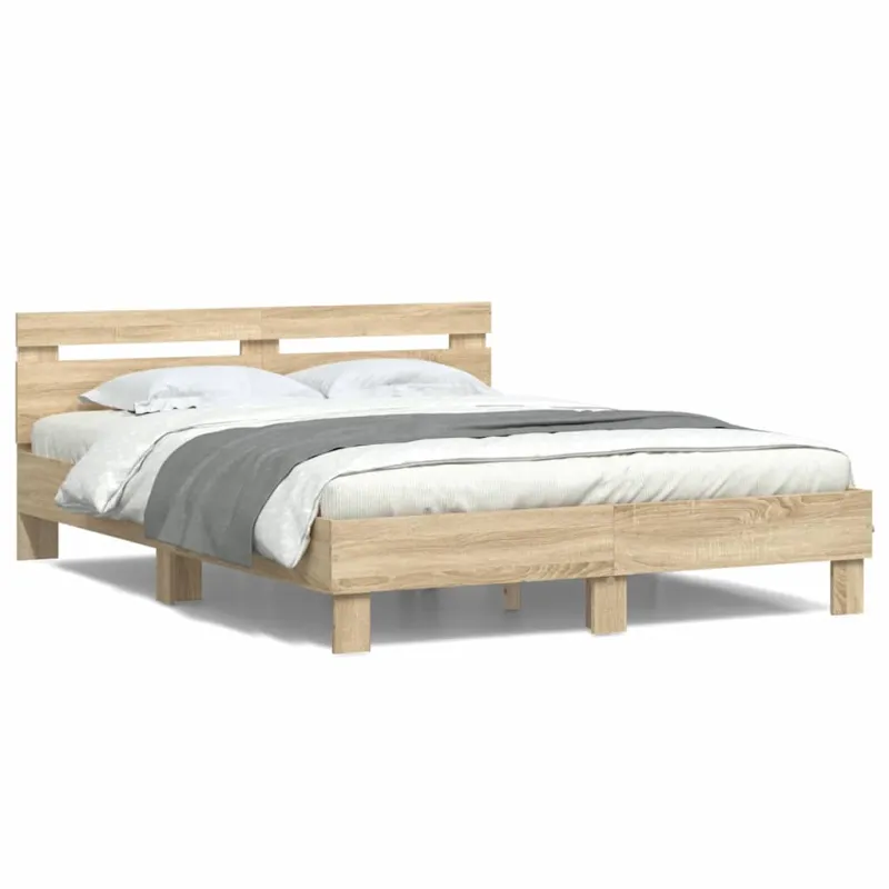 Lovos rėmas su LED Sonoma 152 x 203 cm Apdirbta mediena
