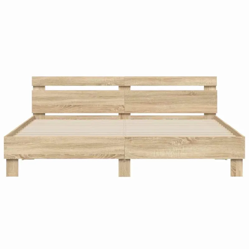 Lovos rėmas su LED Sonoma 193 x 203 cm Apdirbta mediena