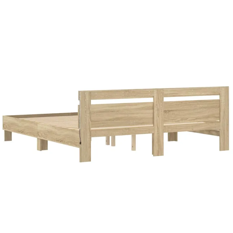 Lovos rėmas su LED Sonoma 193 x 203 cm Apdirbta mediena