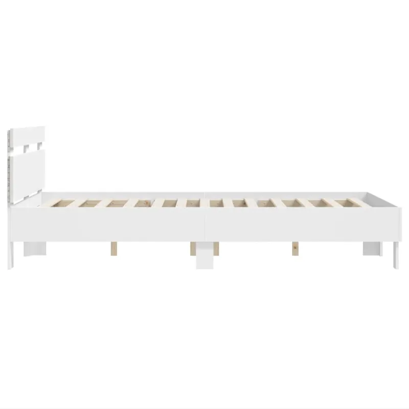 Lovos rėmas su LED Balta 137 x 190 cm Apdirbta mediena
