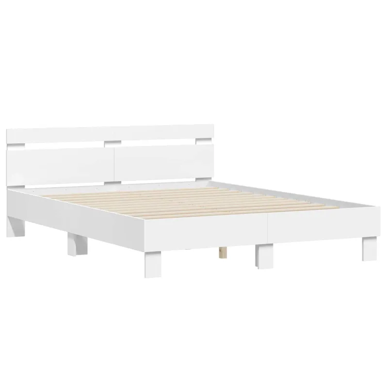 Lovos rėmas su LED Balta 152 x 203 cm Apdirbta mediena