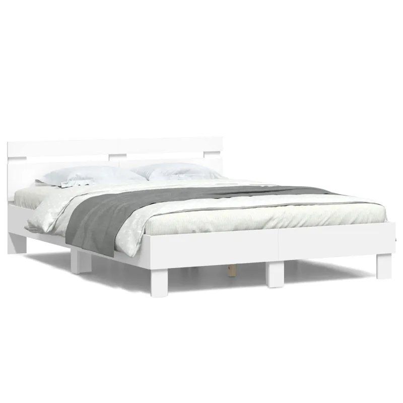 Lovos rėmas su LED Balta 152 x 203 cm Apdirbta mediena