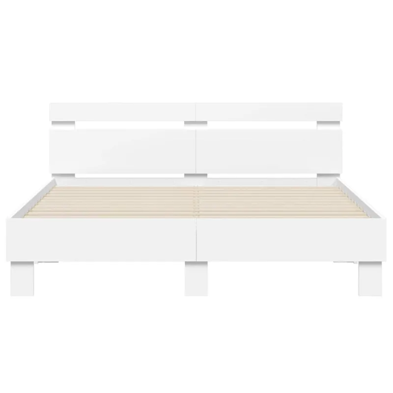 Lovos rėmas su LED Balta 152 x 203 cm Apdirbta mediena