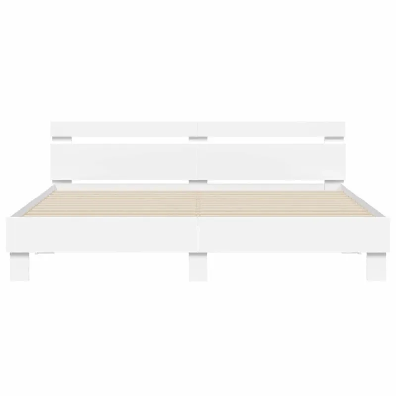 Lovos rėmas su LED Balta 193 x 203 cm Apdirbta mediena