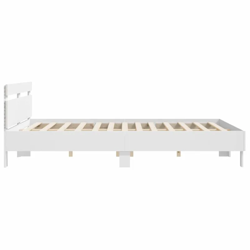 Lovos rėmas su LED Balta 193 x 203 cm Apdirbta mediena